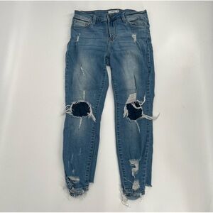 Cello Distressed Rough Hem Mid Denim Rise Jeans Size 9 Women’s